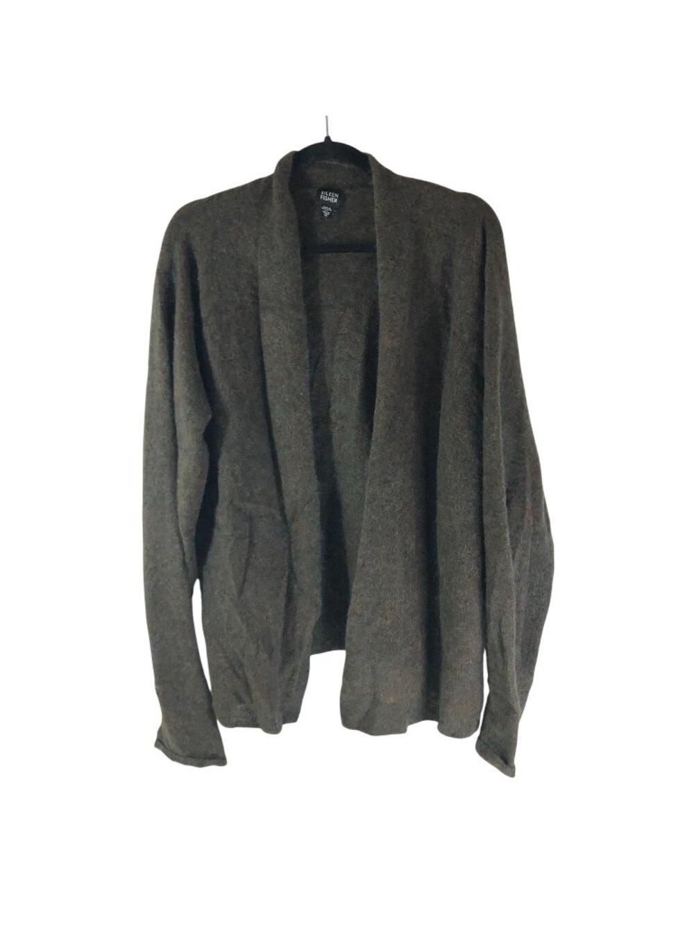 Eileen Fisher Open Front Brown Wool Mohair Blend Cardigan Sweater Women’s M